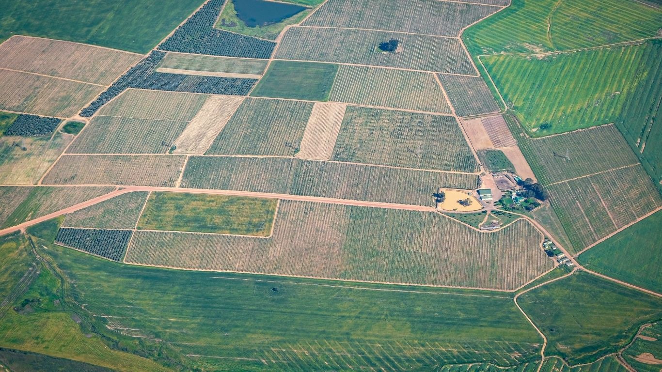 Aerial drone survey of farmland in Kenya